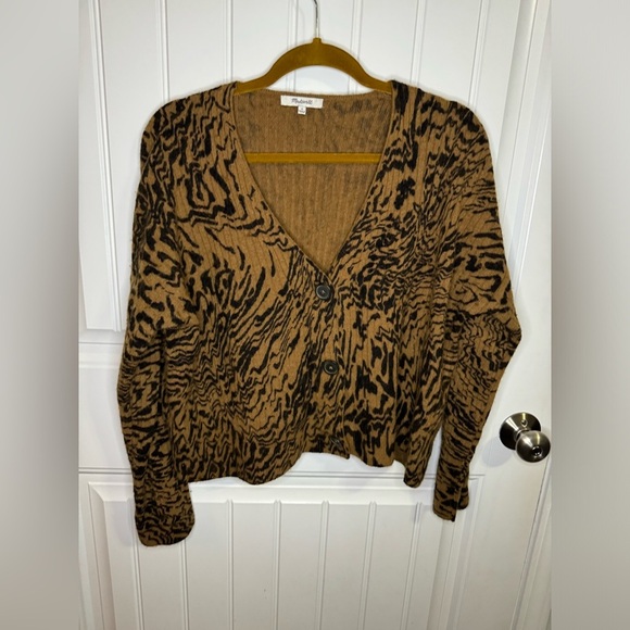 Madewell Tigerized Cameron Ribbed Cardigan Sweater in Coziest Yarn - Picture 2 of 6